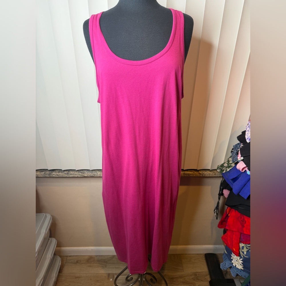 Jessica London Sleeveless Rasberry Fuchsia Tank Maxi Dress Woman Plus Size 18/20